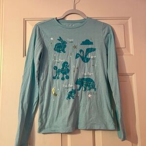 Girls Crewcuts Teal Long Sleeve Shirt with Animal Constellations
